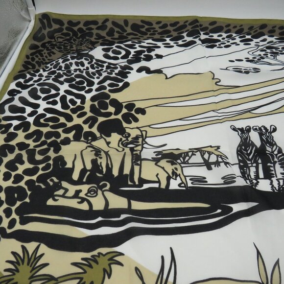 African Safari Animal Print Scarf Polyester 30" Square Hemmed Made In Italy - Picture 2 of 8